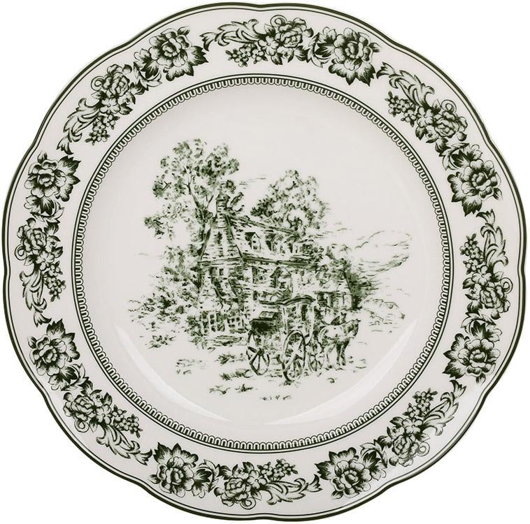 Набор фарфоровых тарелок Heritage Toile Green Ø 27 см 6 шт. Зеленый орнамент