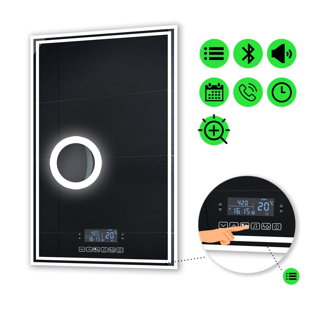 Зеркало с LED подсветкой Marita с Smart-блоком и линзой с подсветкой 120x100 см (Marita164)