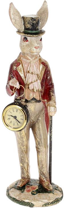 Фигурка декоративная Кролик с Часами 38,5 см полистоун Бордо/Золото (BD-419-271)