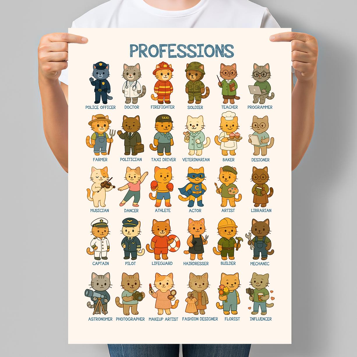 Постер обучающий для детсада Professions Профессии на английском 42x60 см A2 без рамки (D248_A2) Постер обучающий для детсада Professions Профессии на английском 42x60 см A2 без рамки (D248_A2)