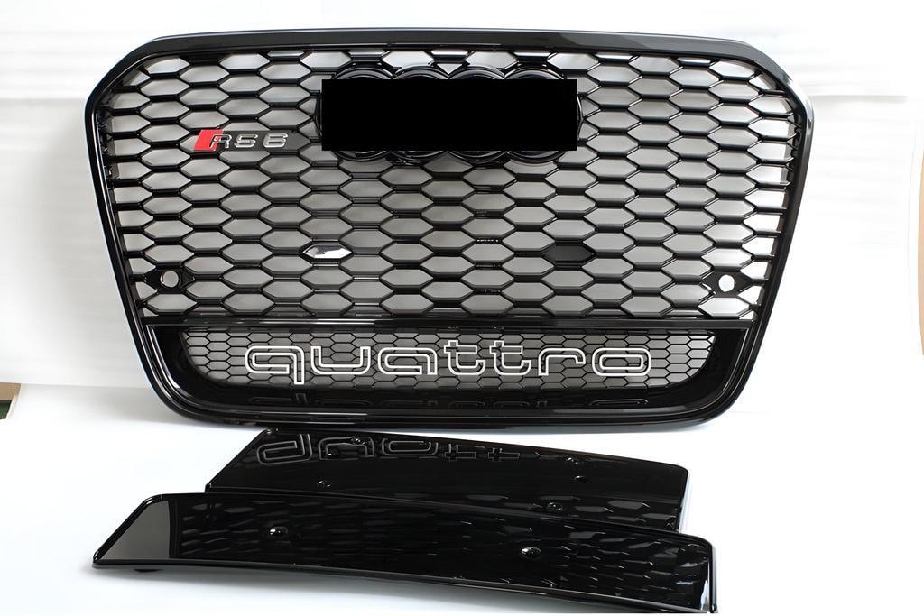 Передняя решетка RS-style с надписью Quattro 2011-2014 GT Tuning для Audi A6 C7 2011-2017 ABS Черный