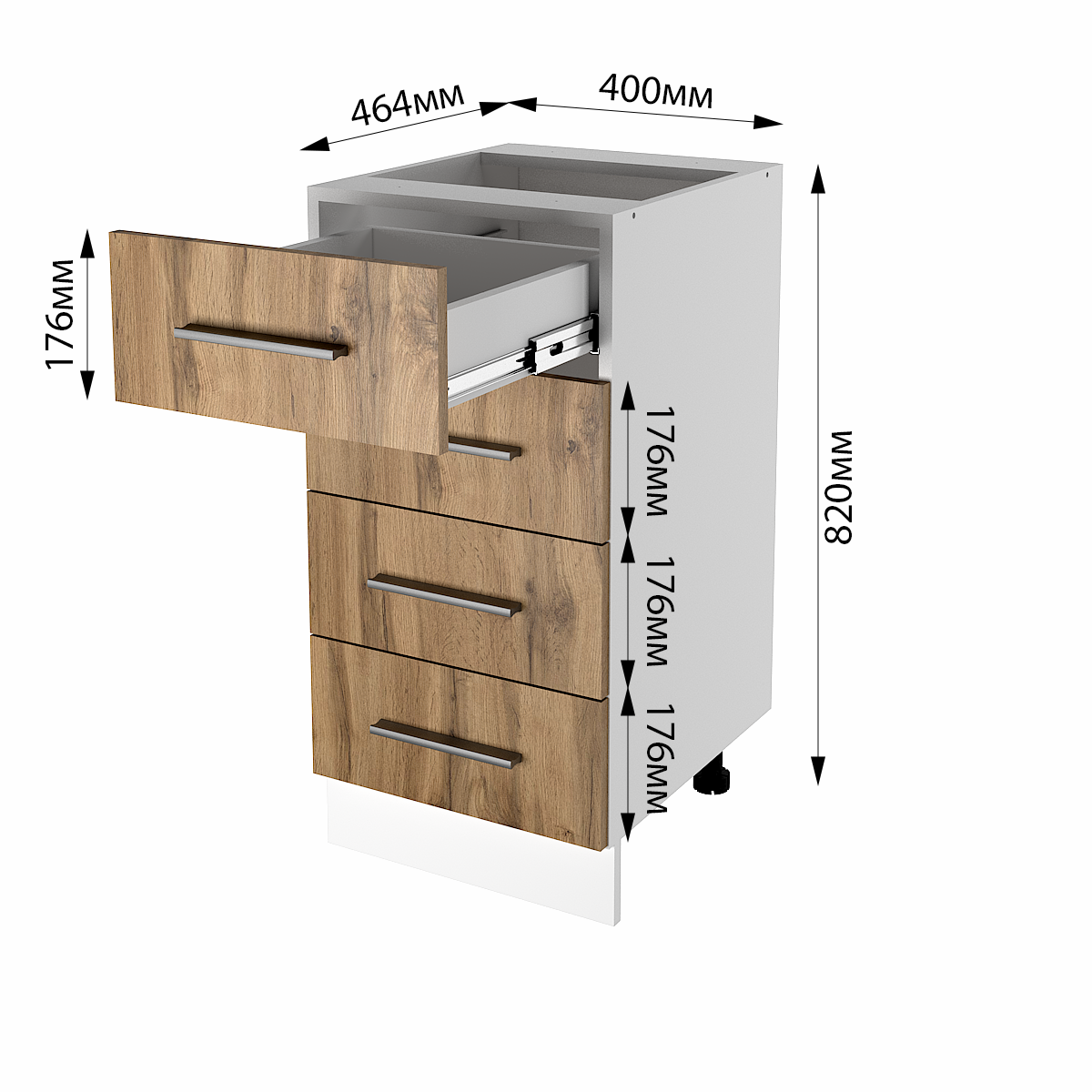 Тумба кухонна Н-3 на 4 шухляди 400 мм - фото 3 Тумба кухонна Н-3 на 4 шухляди 400 мм - фото 3