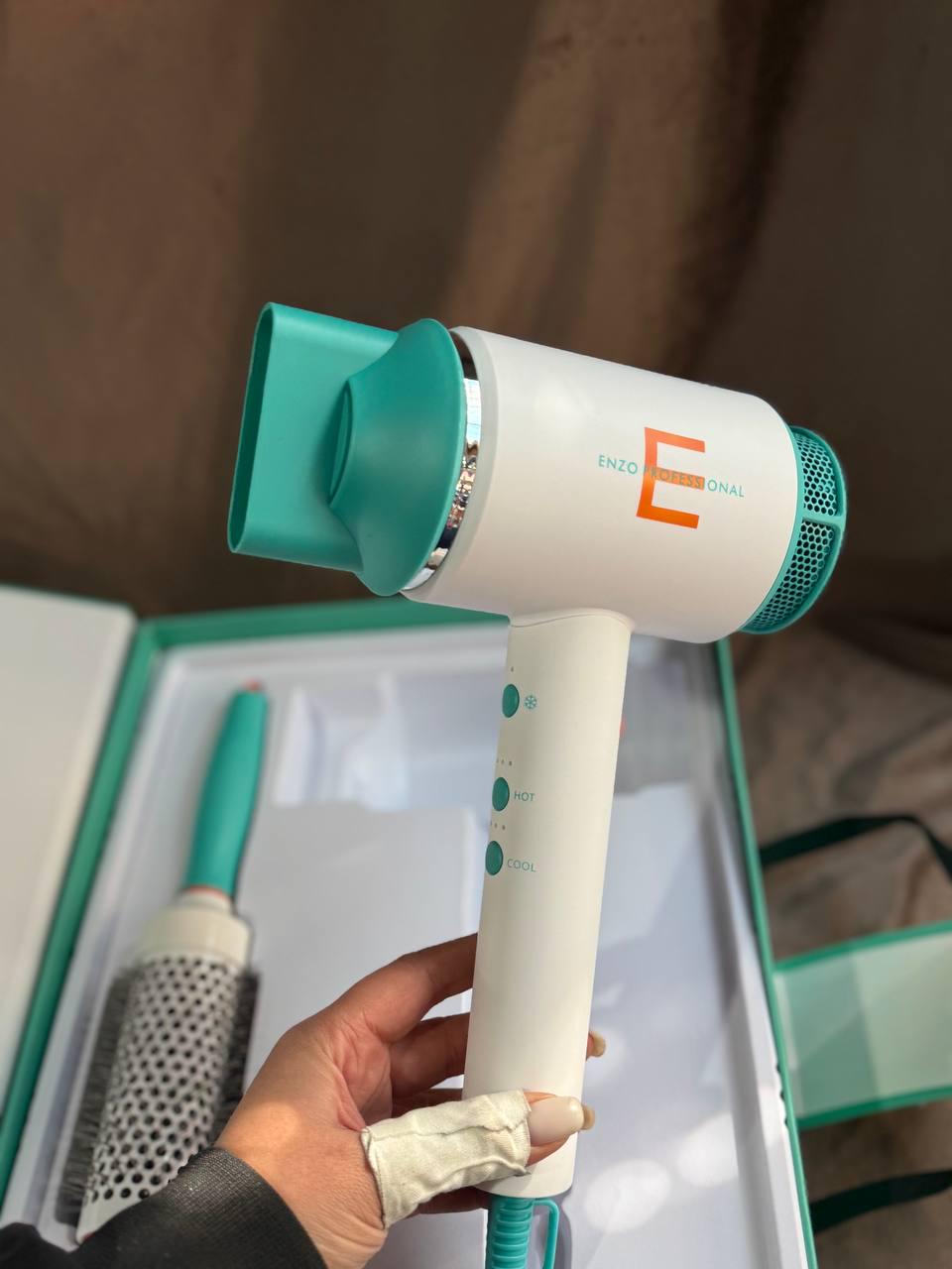 Фен для волосся Enzo EN-8899 з щіткою 8500 Вт Білий з бірюзовим (EN-8899) - фото 5 Фен для волосся Enzo EN-8899 з щіткою 8500 Вт Білий з бірюзовим (EN-8899) - фото 5