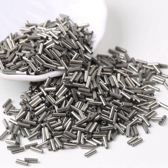 Бисер стеклярус блестящий 2х6 мм 50 г Гематитовый (БР0206с39)