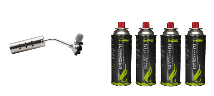 Газовый комплект Tramp резак UTRG-056 + цанговые баллоны UTRG-001 4 шт. (UTRG-K5601)
