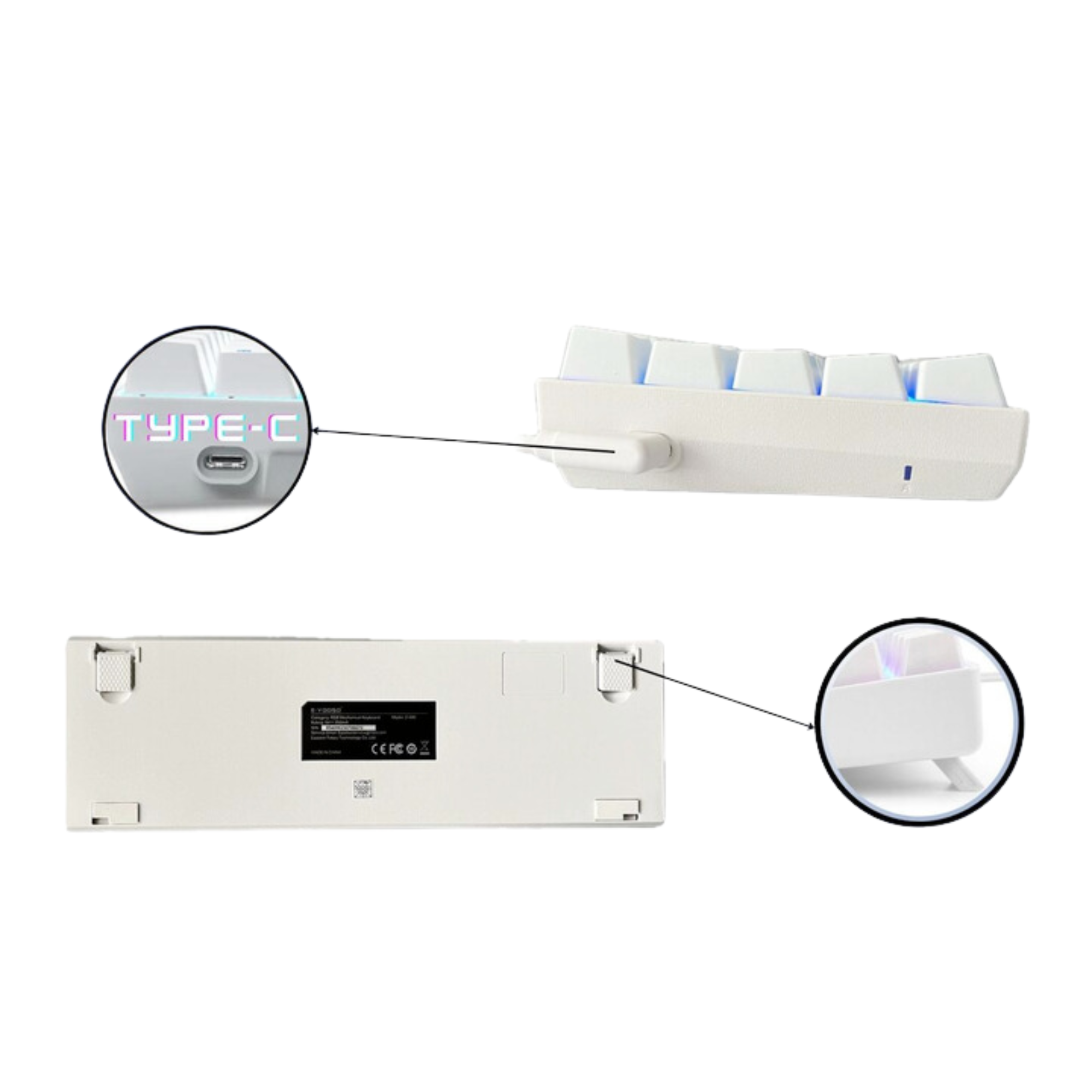 Клавиатура механическая игровая E-YOOSO Z686 с RGB подсветкой и поддержкой Hot-Swap White (23682578) - фото 3 Клавиатура механическая игровая E-YOOSO Z686 с RGB подсветкой и поддержкой Hot-Swap White (23682578) - фото 3