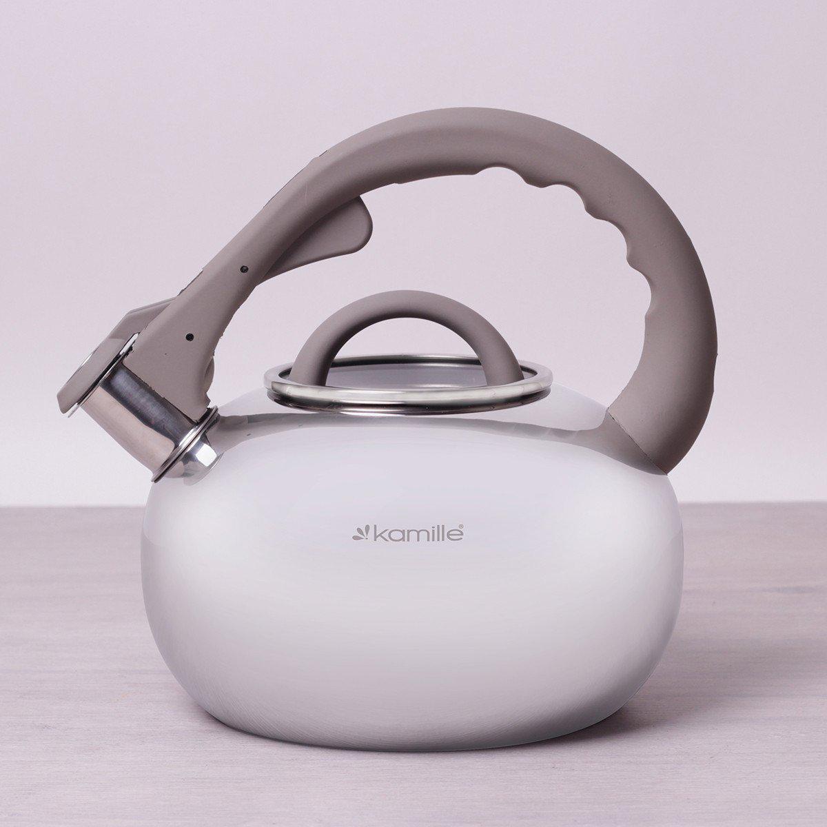 Чайник Kamille 2,8 л со свистком и стеклянной крышкой Серый KM-0687A - фото 1 Чайник Kamille 2,8 л со свистком и стеклянной крышкой Серый KM-0687A - фото 1