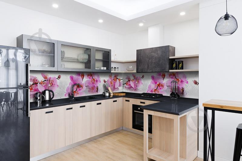 Скинали на кухню Zatarga «Орхидея Сакраменто» 600х2500 мм виниловая 3Д наклейка кухонный фартук самоклеящаяся Z180542