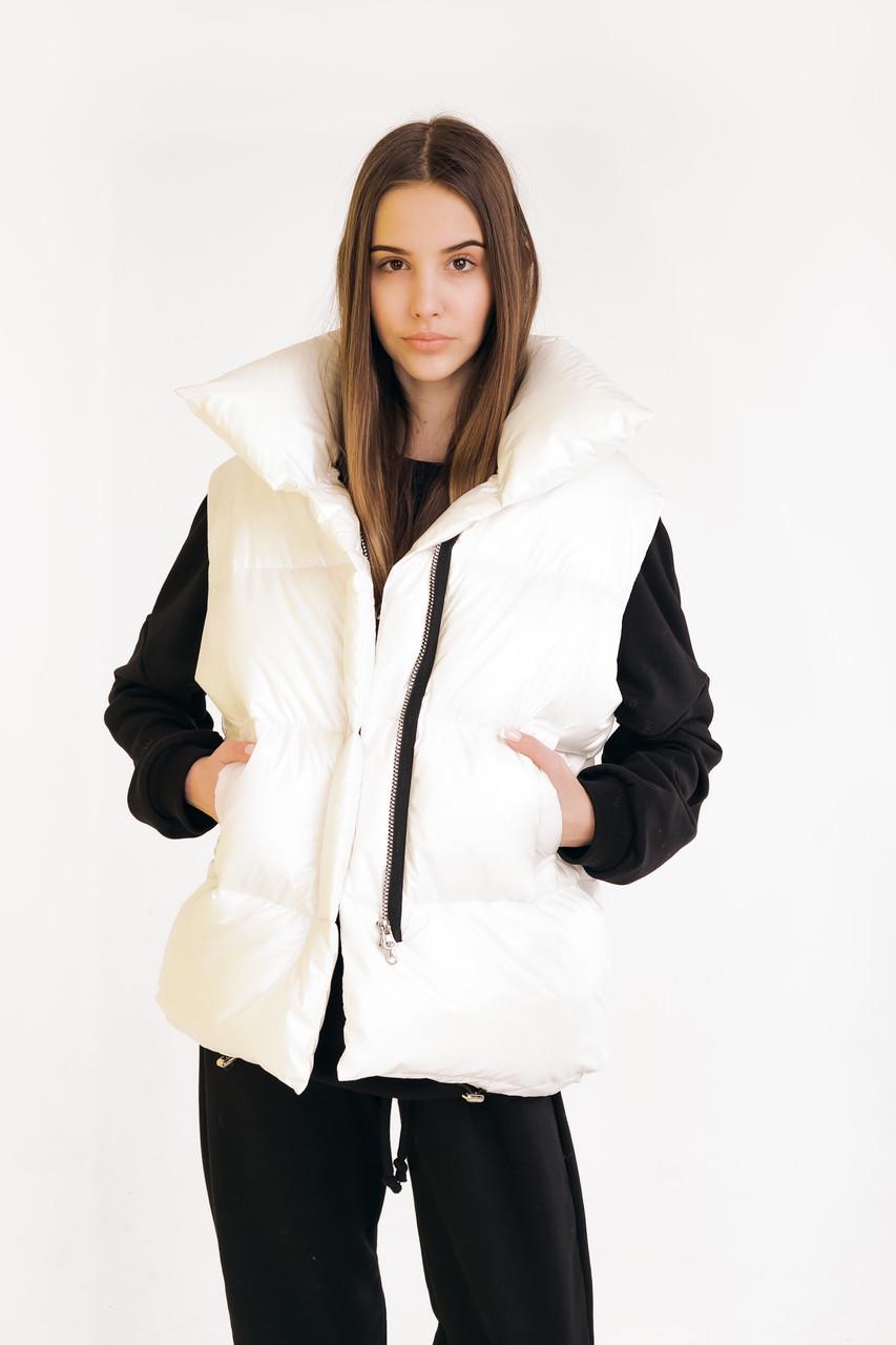 Жилетка женская "Zefir" длинная яркая безрукавка жемчужный Молочный