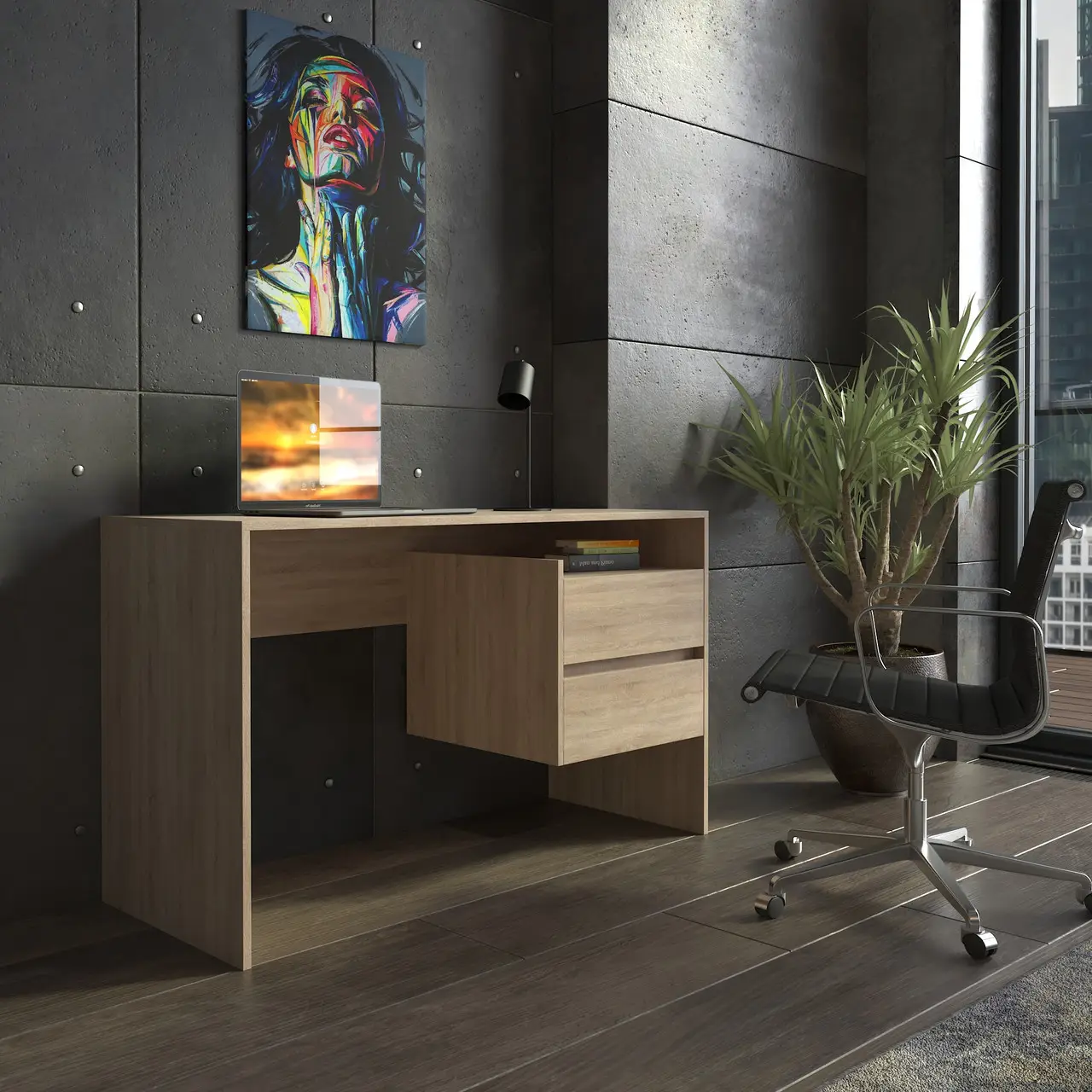 Комп'ютерний стіл IdealMebel КС-5 Дуб сонома (КС-5-2) - фото 1 Комп'ютерний стіл IdealMebel КС-5 Дуб сонома (КС-5-2) - фото 1