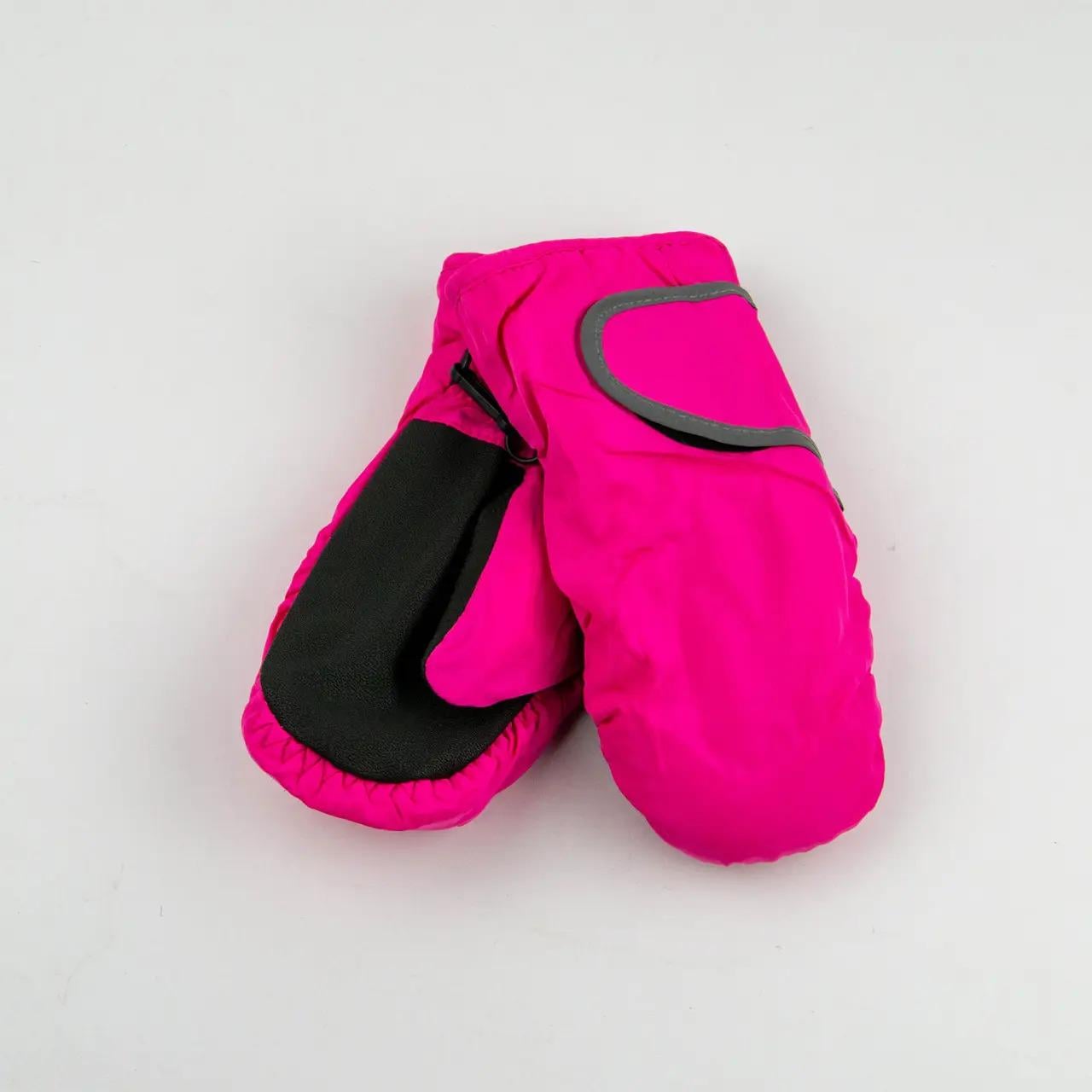 Детские перчатки болоневые лыжные на липучке 4-7 лет размер 3 Розовый (24-12-58а)