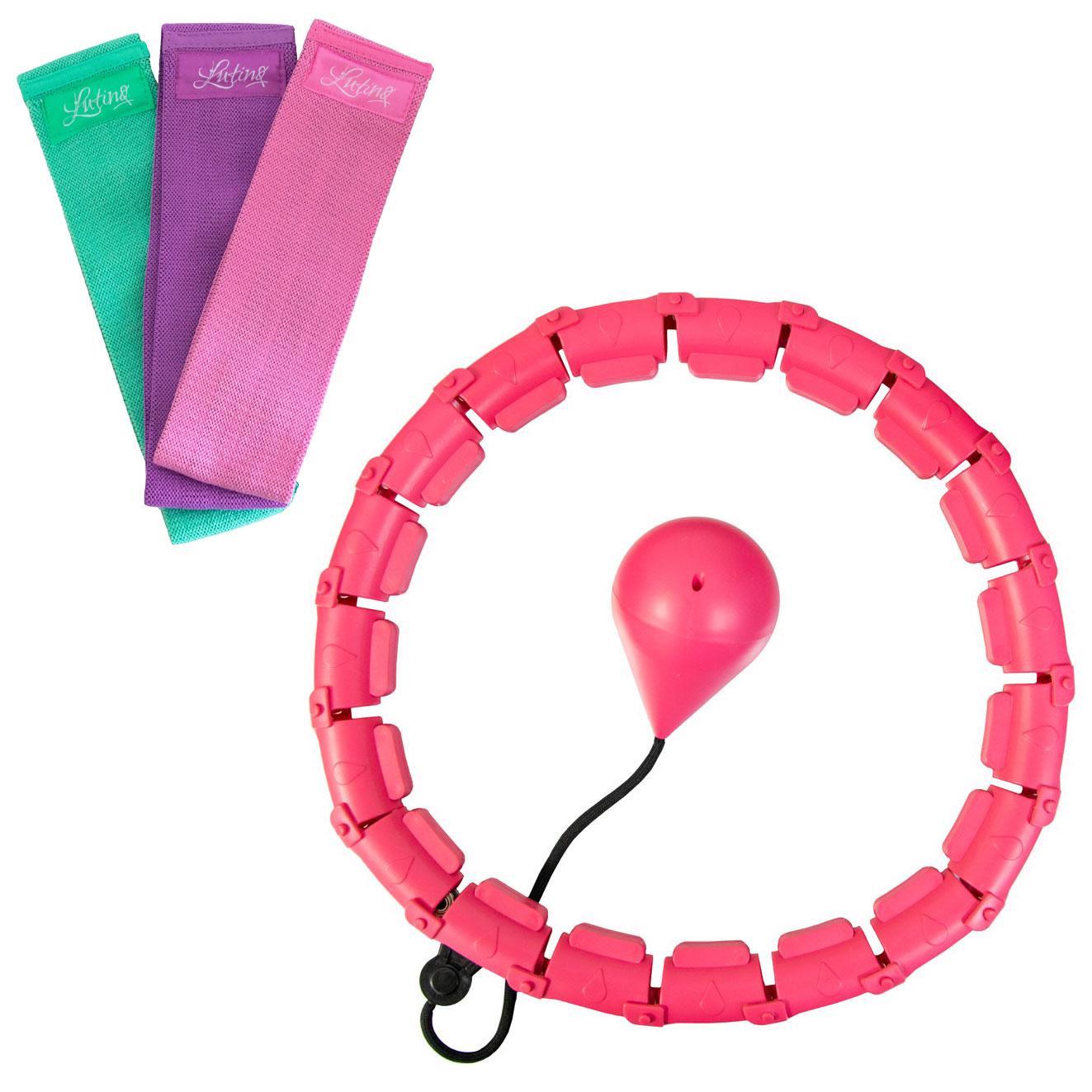 Обруч для схуднення Hoola Hoop Massager з набором резинок для фітнесу Luting 3 шт. Рожевий (3000183-TOP-2)