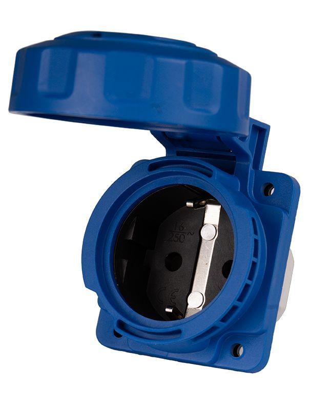 Силова розетка ETI EEH-16S 3P 16А 250 В вбудована IP67 Schuko Синій (4482126)