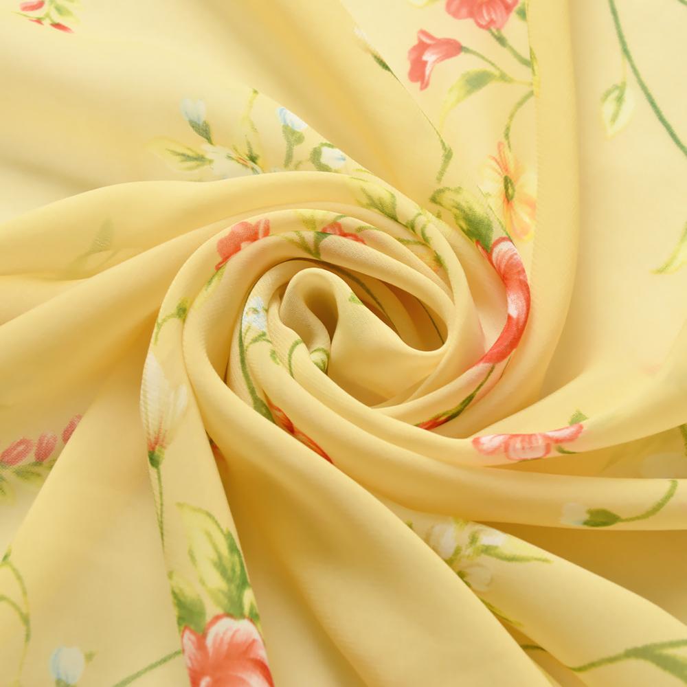 Ткань шифон софт Цветочный Мила Песок (13808)