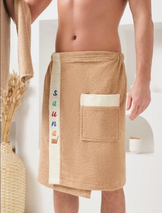 Набор полотенец мужских для сауны Махра Бежевый (2226882001) - фото 4