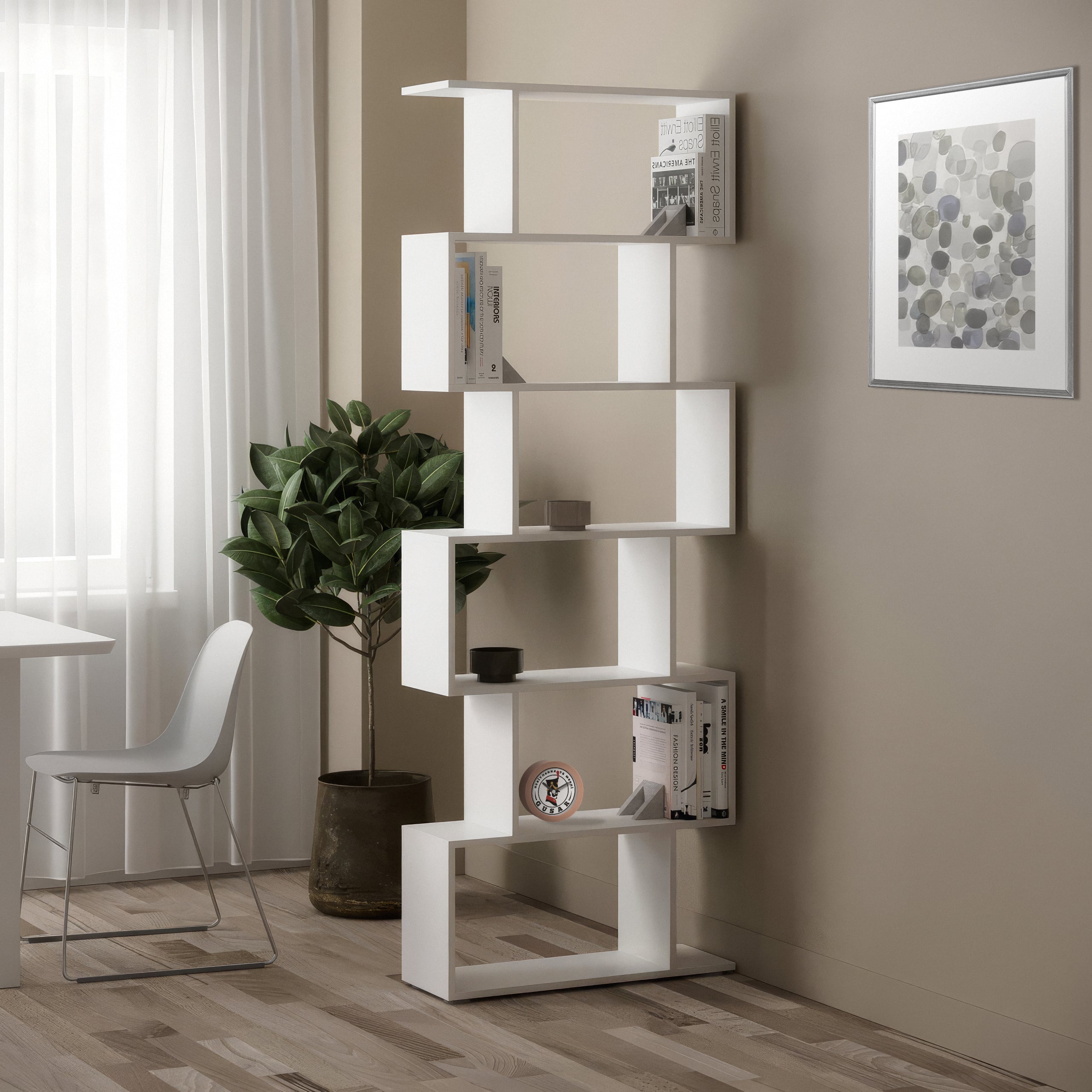 Стеллаж для книг и декора на 6 ячеек GT-56 700х238х1920 мм Белый (20313494)