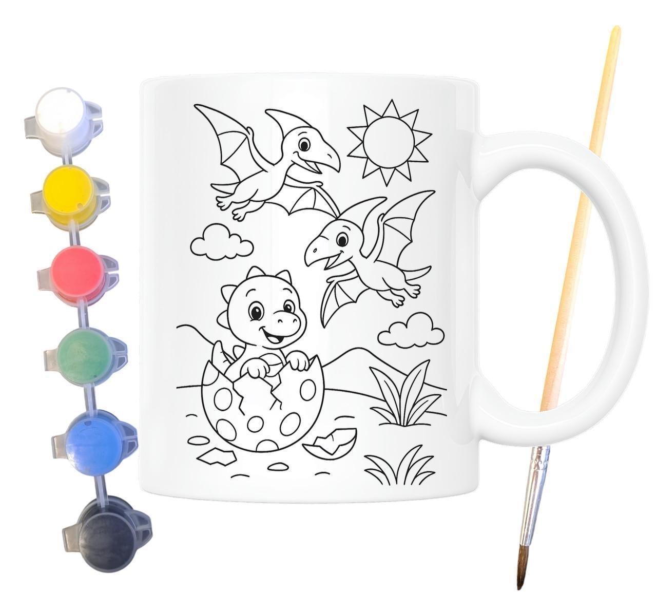 Набір для творчості кружка розмальовка Діти Динозаври 330 мл Білий (КР0157)