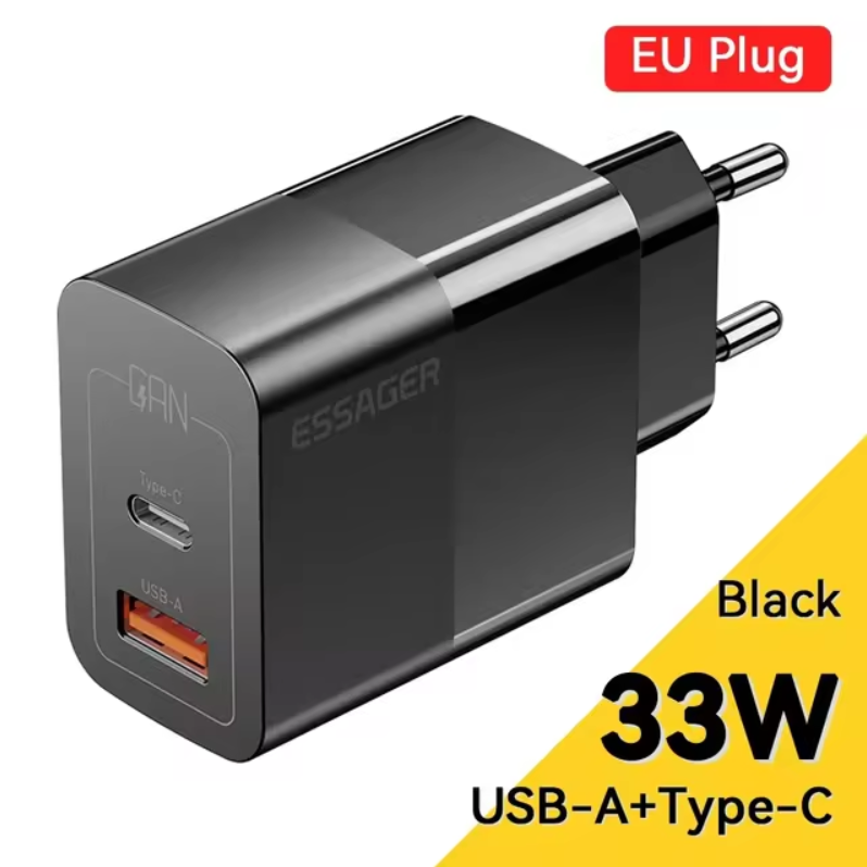 Зарядное устройство для телефонов Essager GaN Quick Charge 3.0 USB/Type-C PD 33W - фото 6