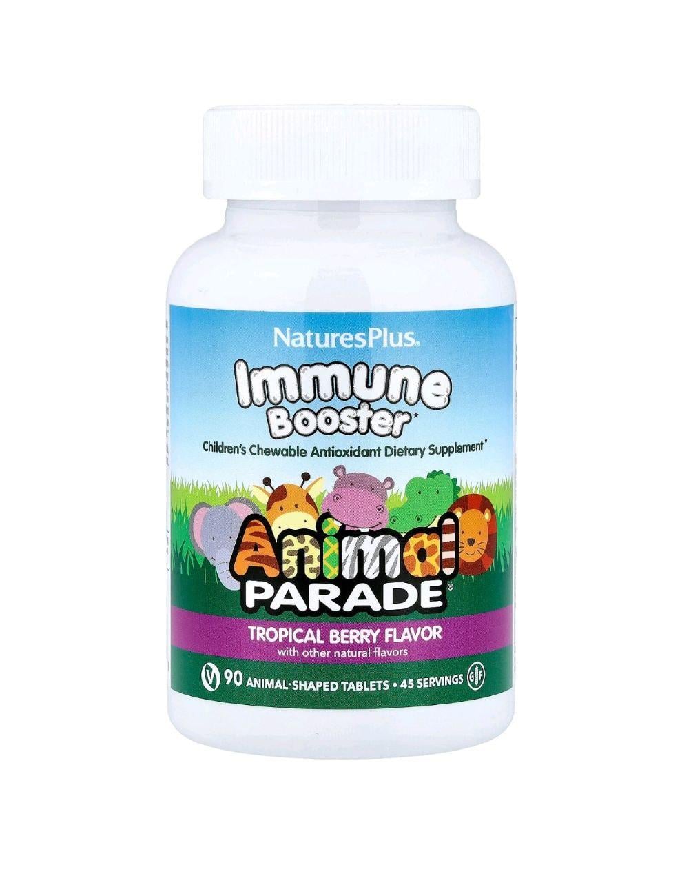 Витамины для укрепления иммунитета Natures plus Animal Parade Immune Booster со вкусом тропических ягод 90 табл. (7020NP)