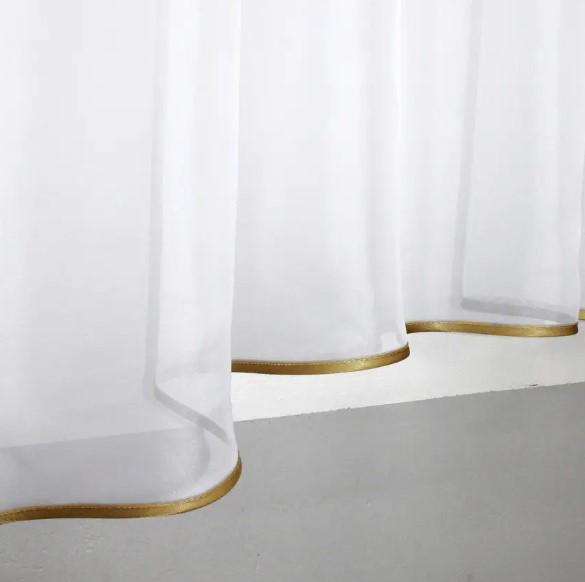 Тюль арка на кухню шифон/батист 270х170 см Белный/Золотистый (036к) - фото 4