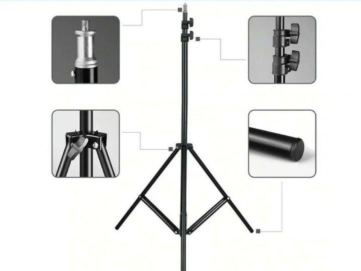 Кольцевая светодиодная LED лампа Mirror RGB MJ26 26 см со штативом 2 м Черный (7306/L) - фото 2