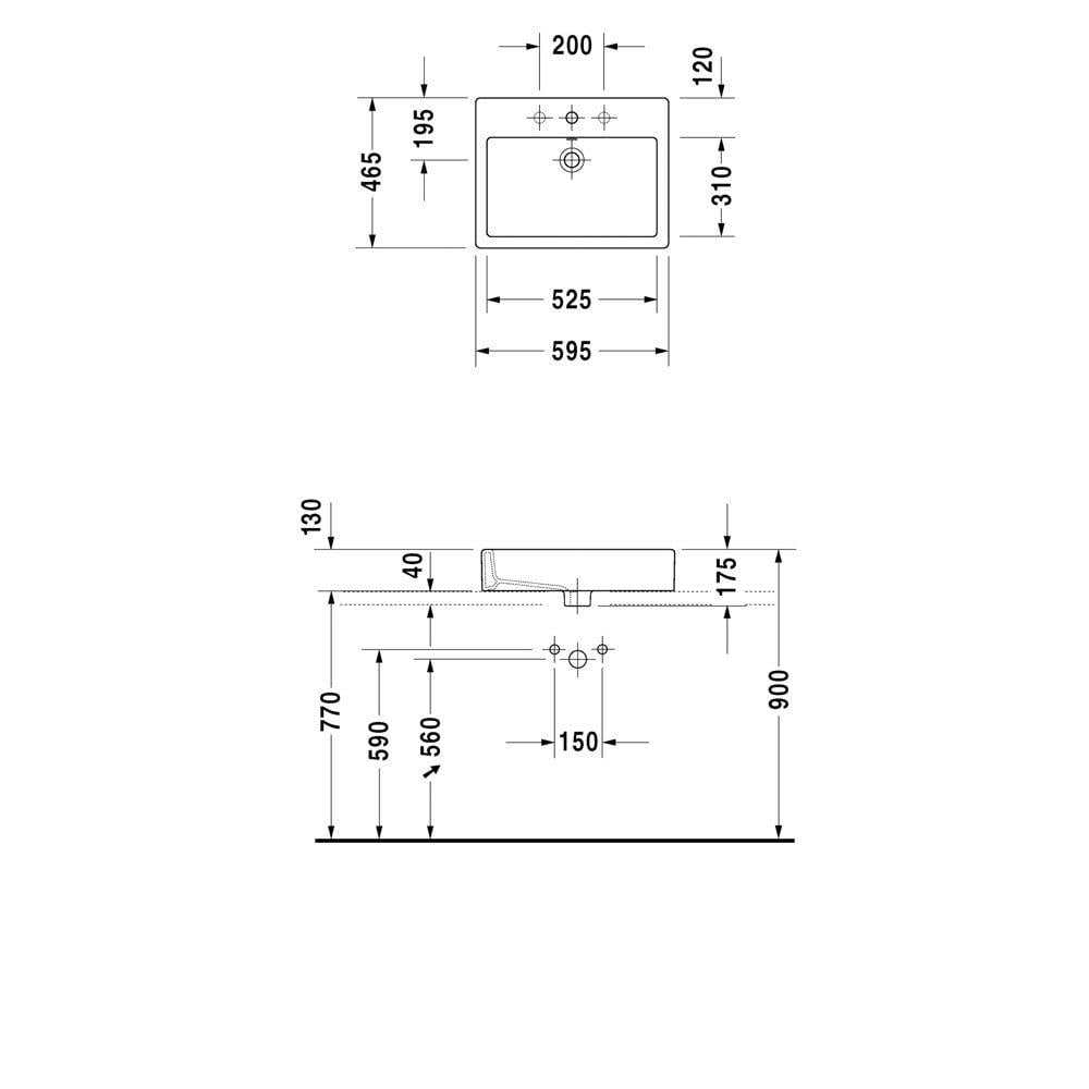 Умывальник накладной DURAVIT Vero 0452600000 595x465x175 мм Белый (112969) - фото 4