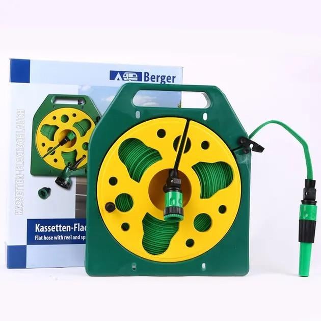 Шланг садовый ПВХ на катушке с пистолетом-распылителем на 4 режима 20 м