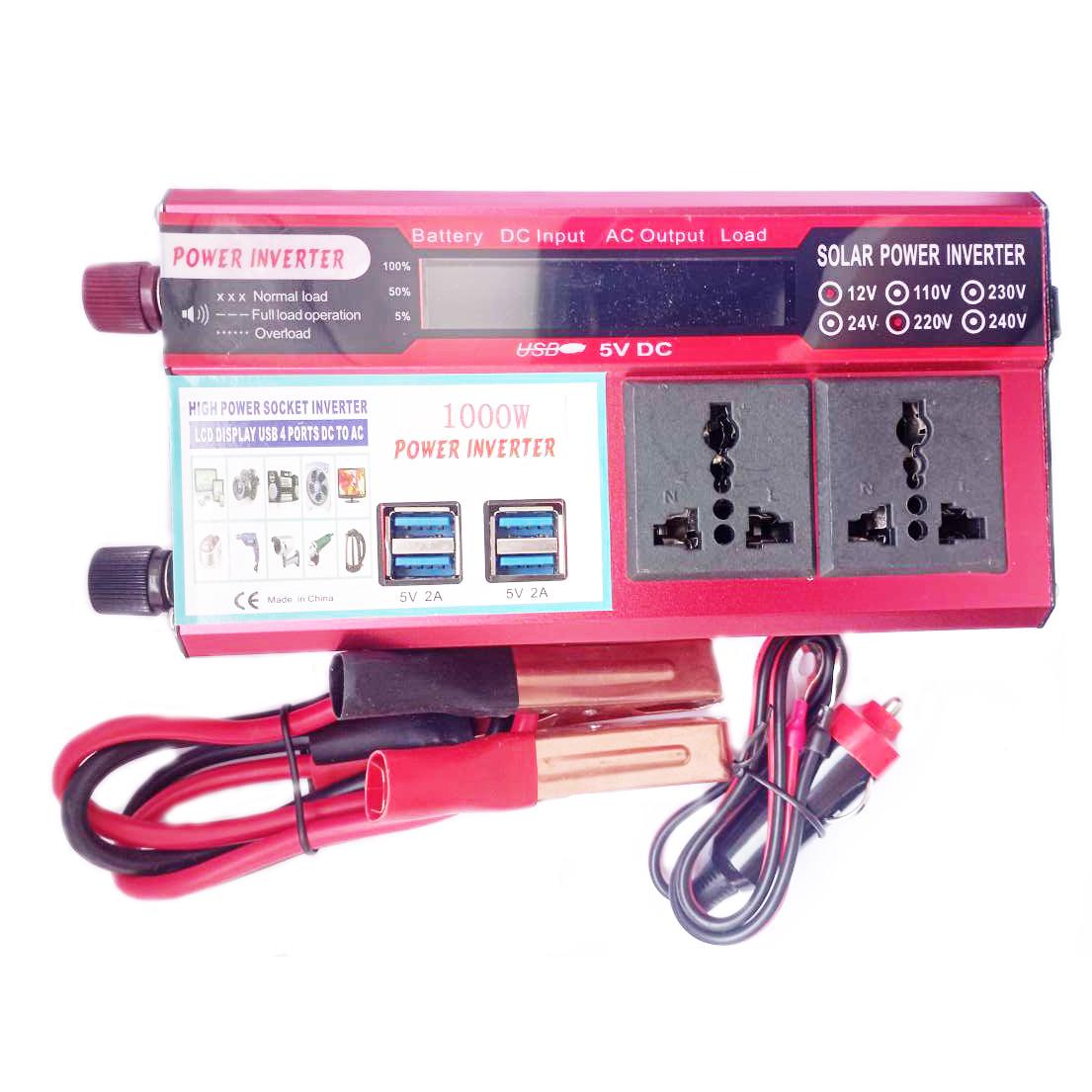 Автомобильный инвертор Solar Power Inverter 017 c 12V на 220V 1000W модифицированная синусоида Red (11060) - фото 2