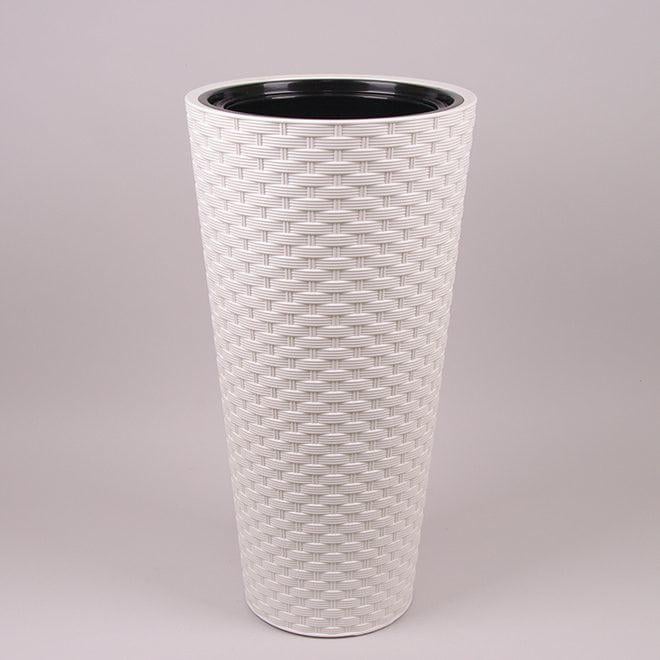 Горшок пластмассовый с вкладом Flora Rattana Slim 83287 круглый 40 см Белый (DR015314)