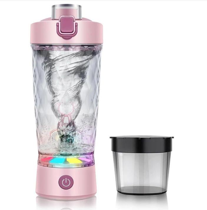 Шейкер заряжаемый с LED-подсветкой и контейнером для смеси 650 мл Розовый (2653960868)