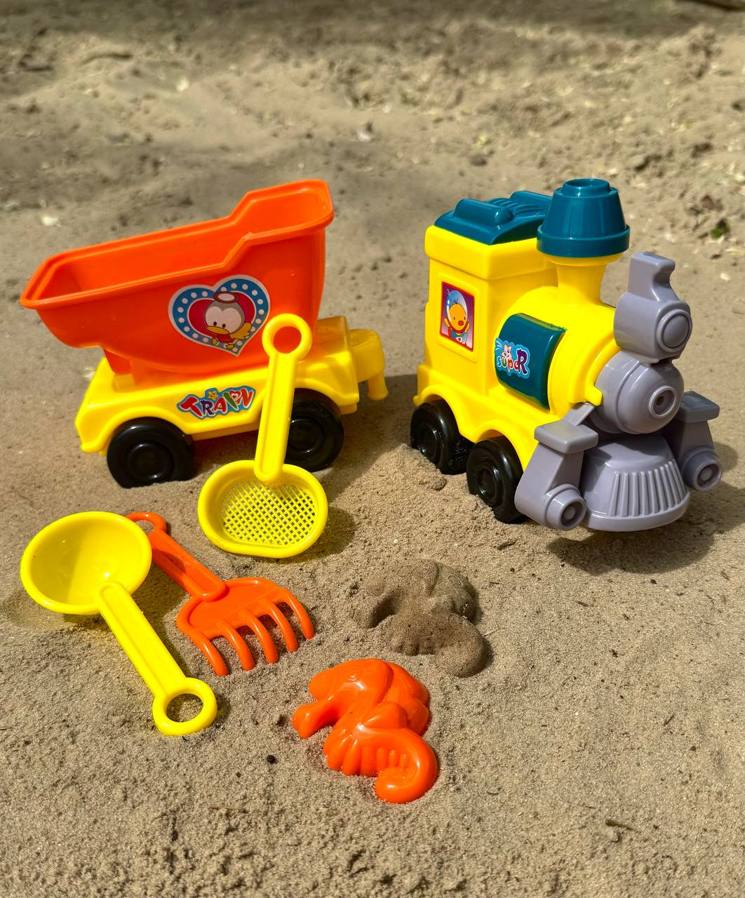 Ігровий дитячий набір для пісочниці TK Group 8295-81 жовтий потяг з пасочкою (2621873160)