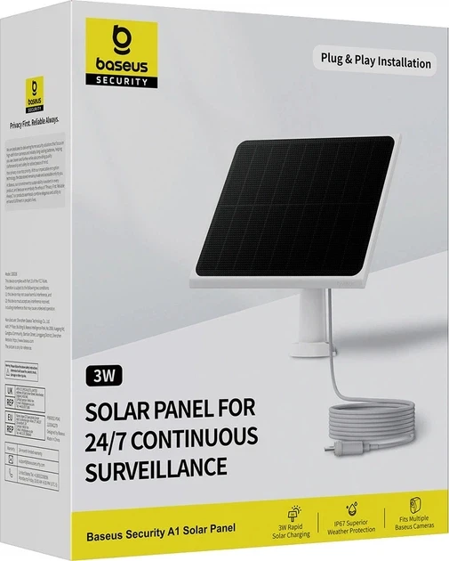 Солнечная панель BASEUS Security A1 Solar Panel S0003600 White - фото 2 Солнечная панель BASEUS Security A1 Solar Panel S0003600 White - фото 2