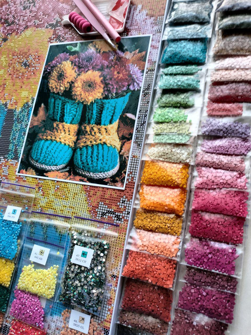 Алмазная мозаика АлМазка Цветочные сапожки квадратные алмазы на подрамнике 40x50 см (АлМ-285) - фото 4 Алмазная мозаика АлМазка Цветочные сапожки квадратные алмазы на подрамнике 40x50 см (АлМ-285) - фото 4