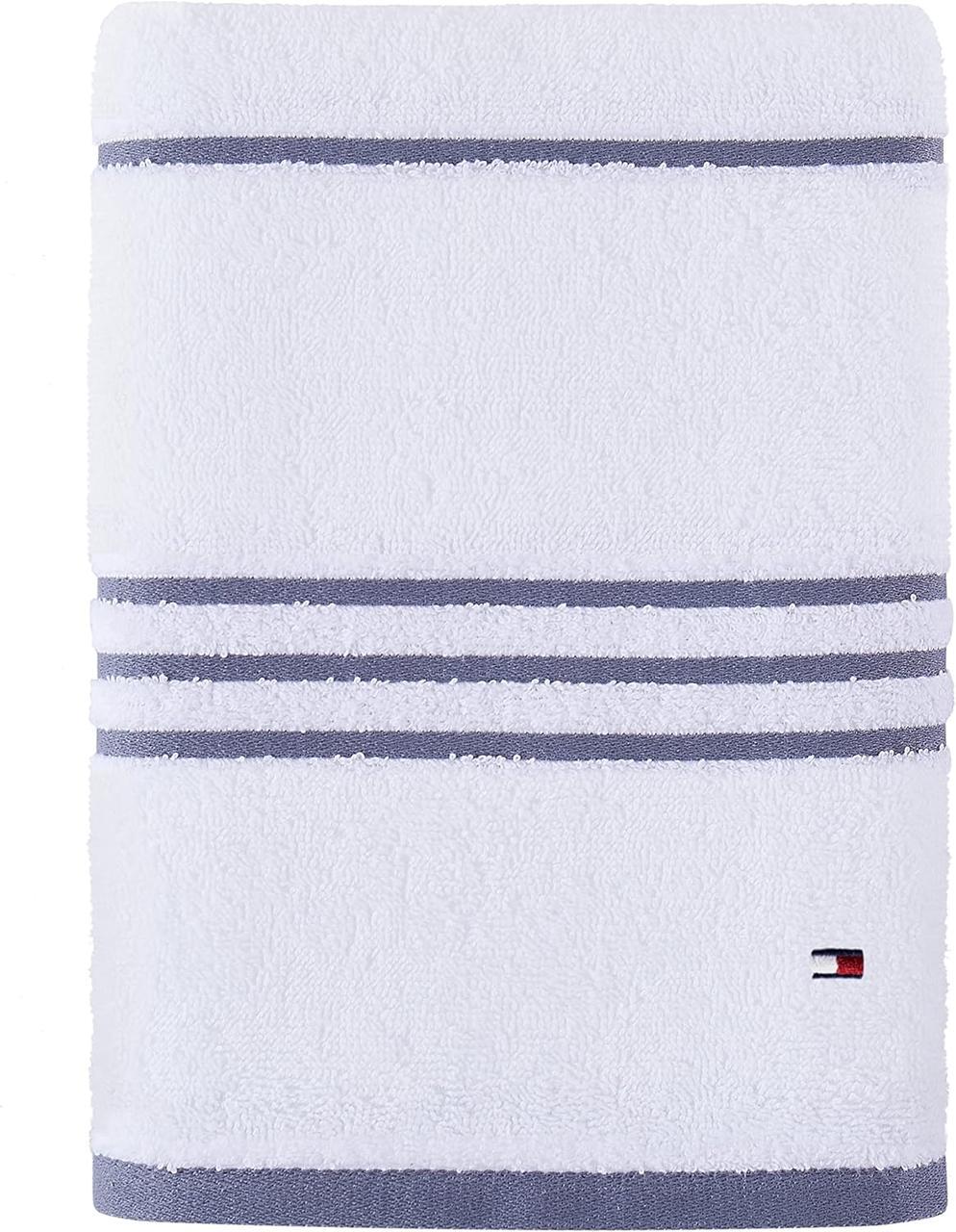 Рушник банний Tommy Hilfiger Modern American Solid Cotton Bath Towel Білий з сірою смужкою (1949488336) - фото 1