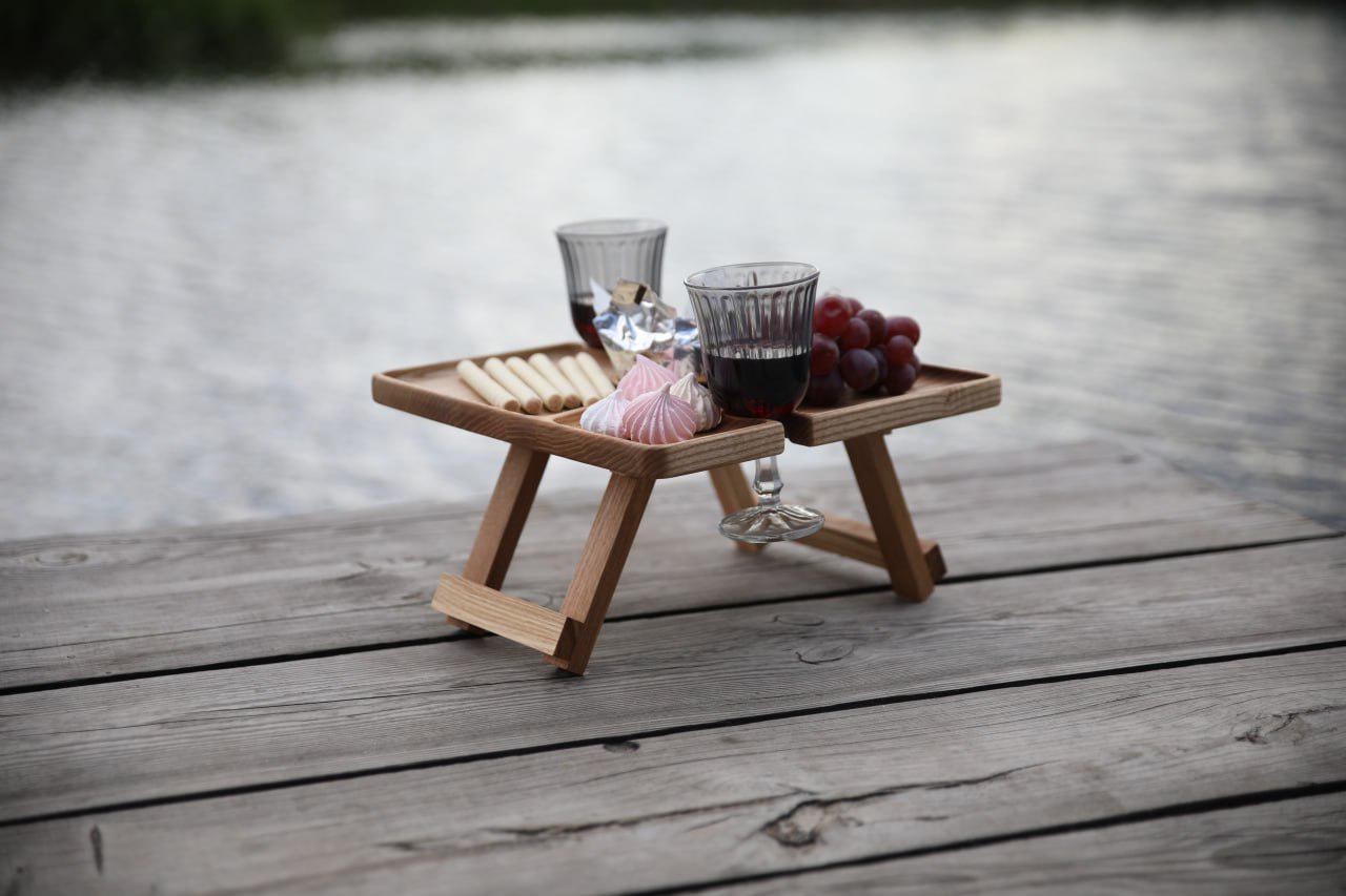 Столик винний поділений на 4 сектори Дуб 30х30х16 см (WDT-26.2)