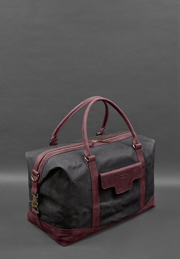 Дорожня сумка з канвасу та натуральної шкіри Crazy Horse Бордовий (A-028162) - фото 9 Дорожня сумка з канвасу та натуральної шкіри Crazy Horse Бордовий (A-028162) - фото 9