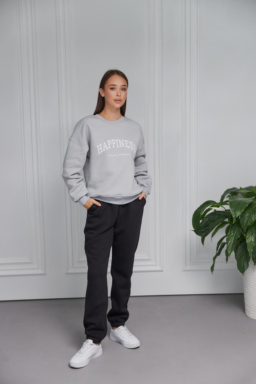Свитшот женский Happiness М132.4/1 начес XL Пепельный (600-1-63) - фото 2 Свитшот женский Happiness М132.4/1 начес XL Пепельный (600-1-63) - фото 2
