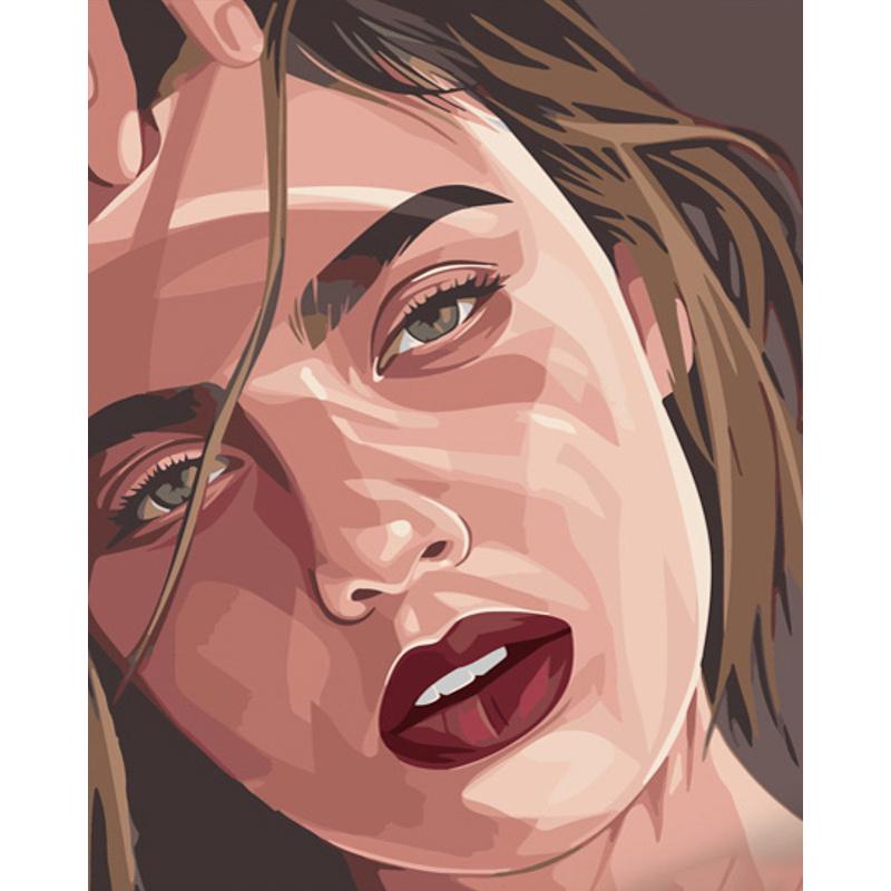 Картина по номерам Strateg Премиум Усталый взгляд 40х50 см (GS643)