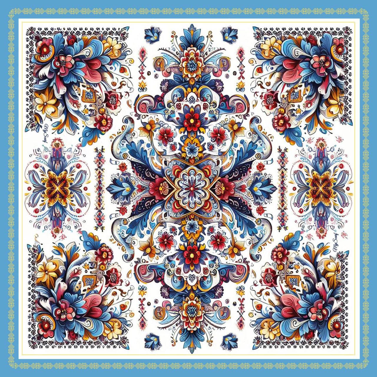 Платок шелковый My Scarf Цветы любви 70x70 см