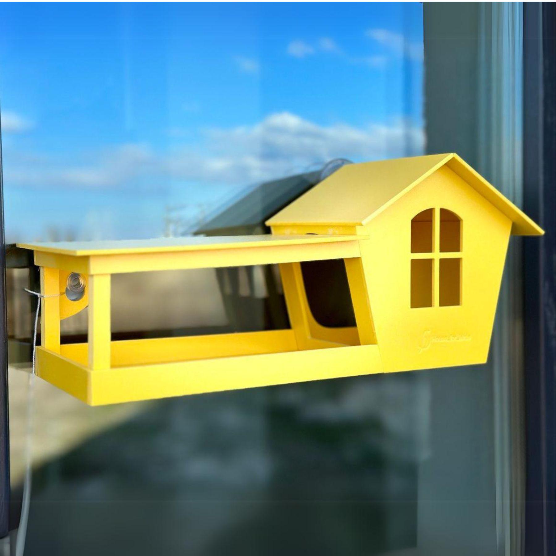 Кормушка для птиц на окно House for birds Домик Желтый