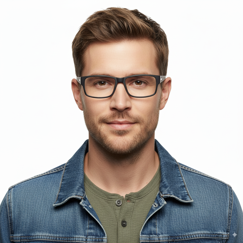 Очки мужские для зрения пластиковая оправа и стеклянные линзы -1.5 (2722)