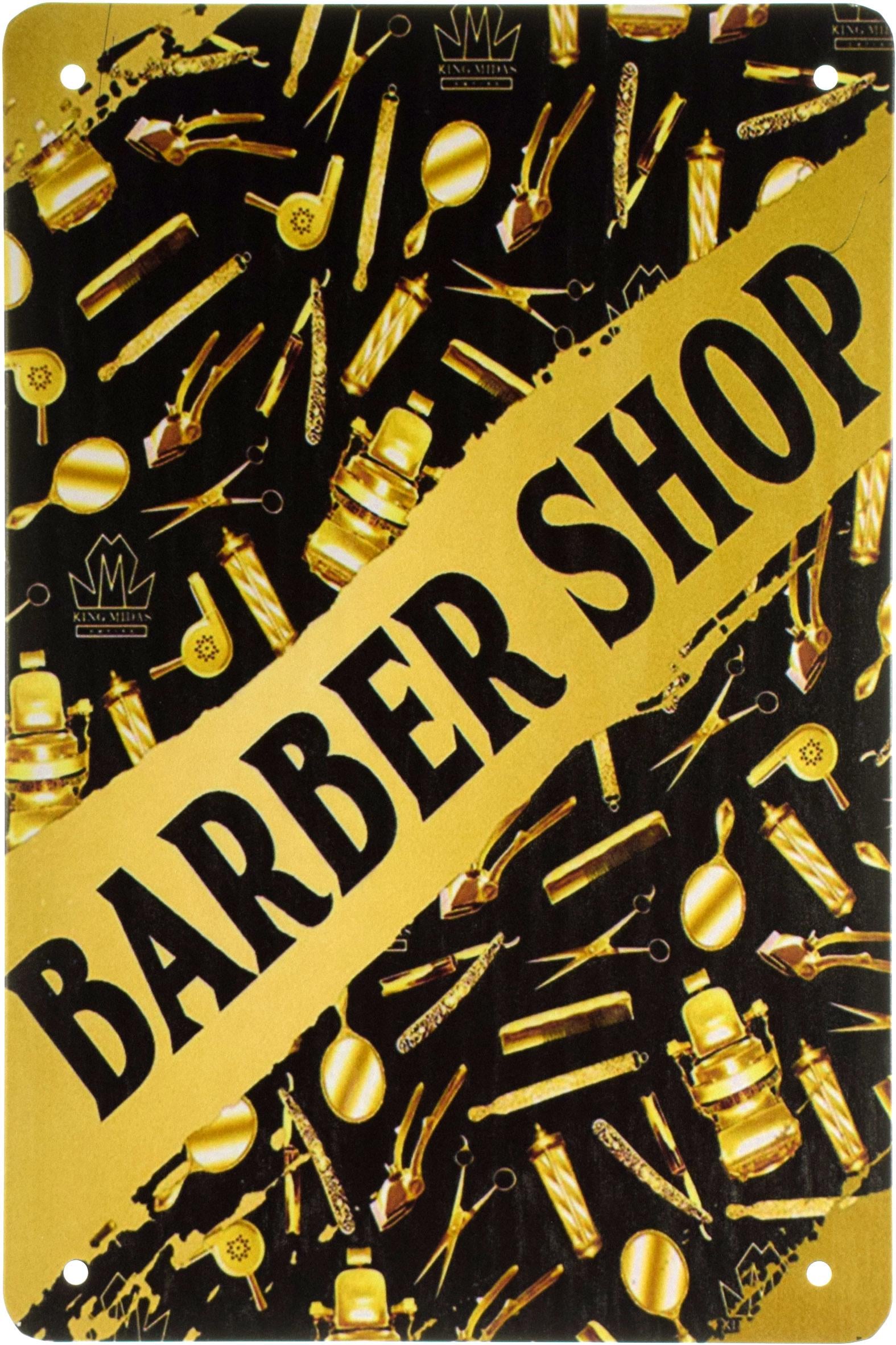 Табличка металлическая Барбершоп Черно-Желтый Фон/Barber Shop 20x30 см
