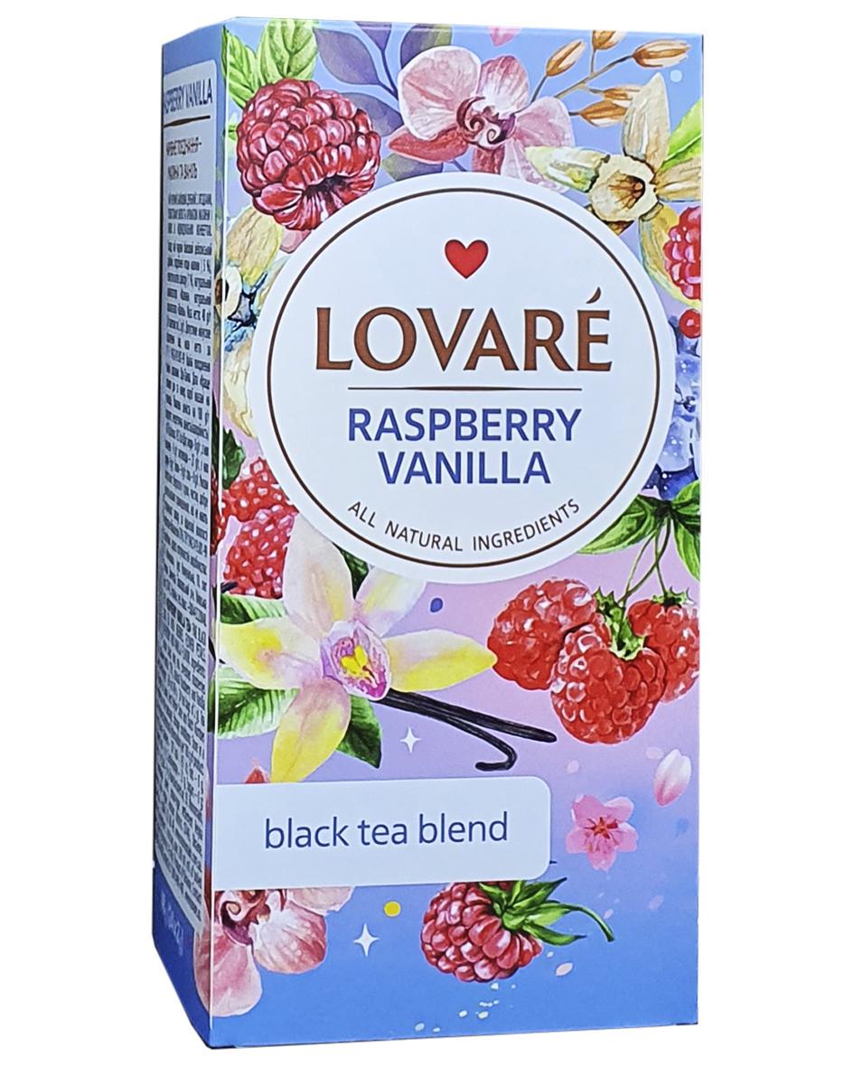 Чай чорний Lovare Raspberry Vanilla в пакетиках з ароматом ванілі та малини 24 пакетики 2 г (55760)