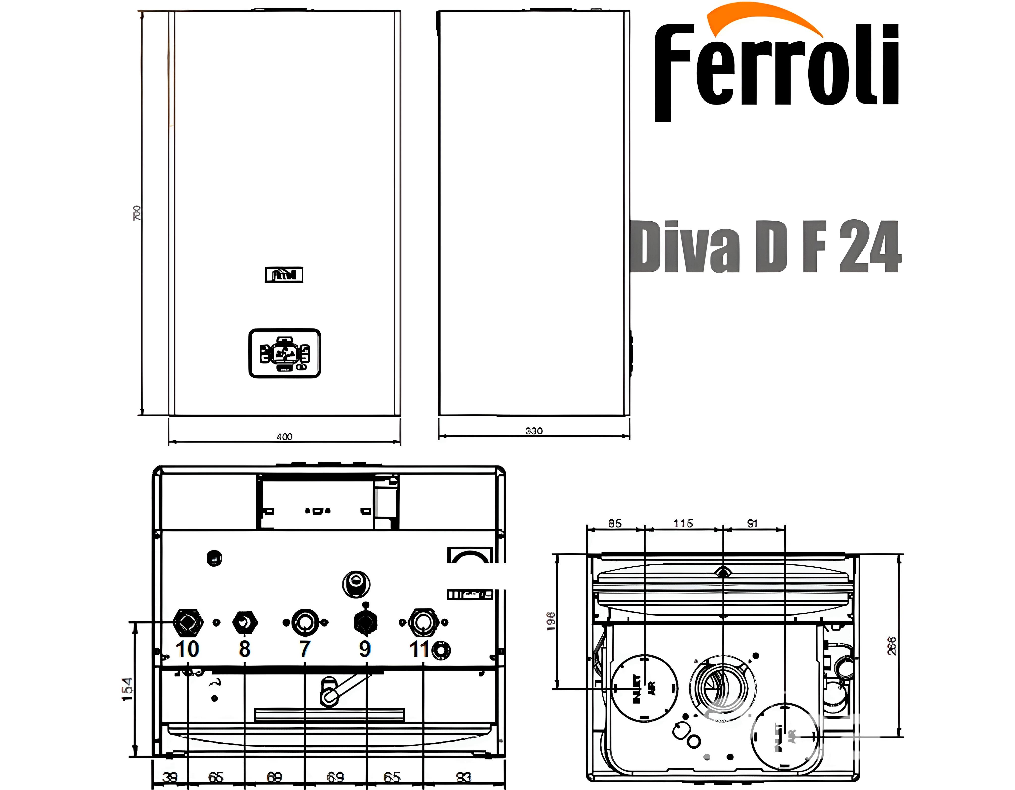 Настенный газовый котел Ferroli Diva D F 24 ECO/COMFORT - фото 3