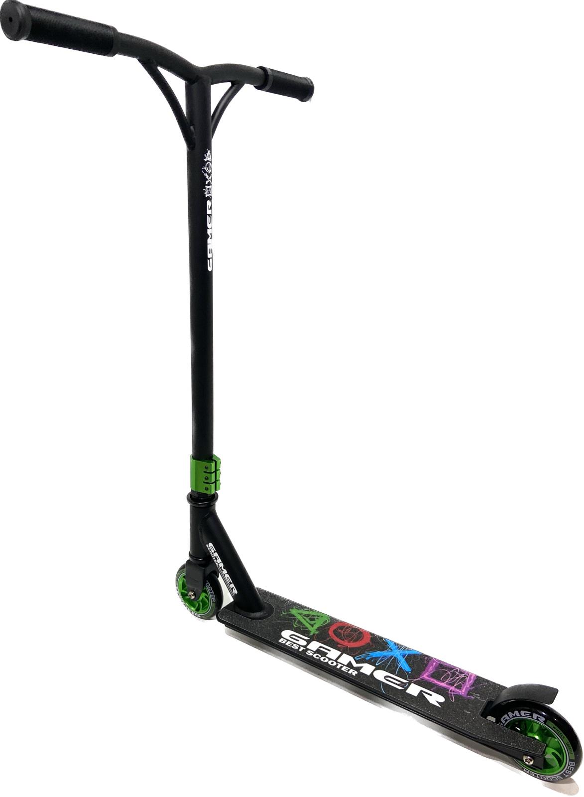 Самокат трюковый Best Scooter PU 10 см Черно-зеленый (BS-90277)