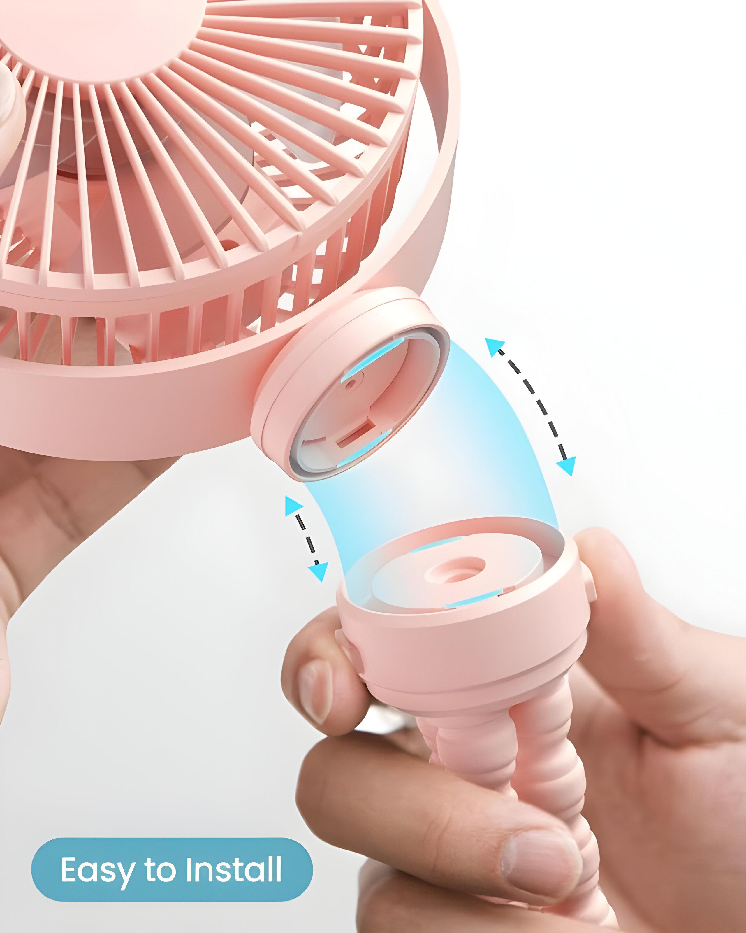 Вентилятор-USB настільний із гнучким штативом Рожевий (ZB114) - фото 5 Вентилятор-USB настільний із гнучким штативом Рожевий (ZB114) - фото 5
