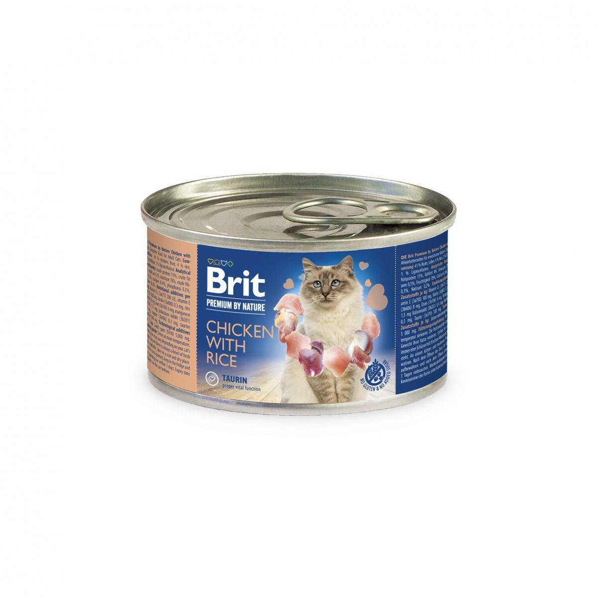 Корм для котів вологий Brit Premium by Nature Chicken with Rice з куркою та рисом 200 г (100618)