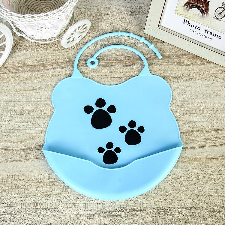 Слинявчик силіконовий з кишенею Сліди Блакитний (1028412)