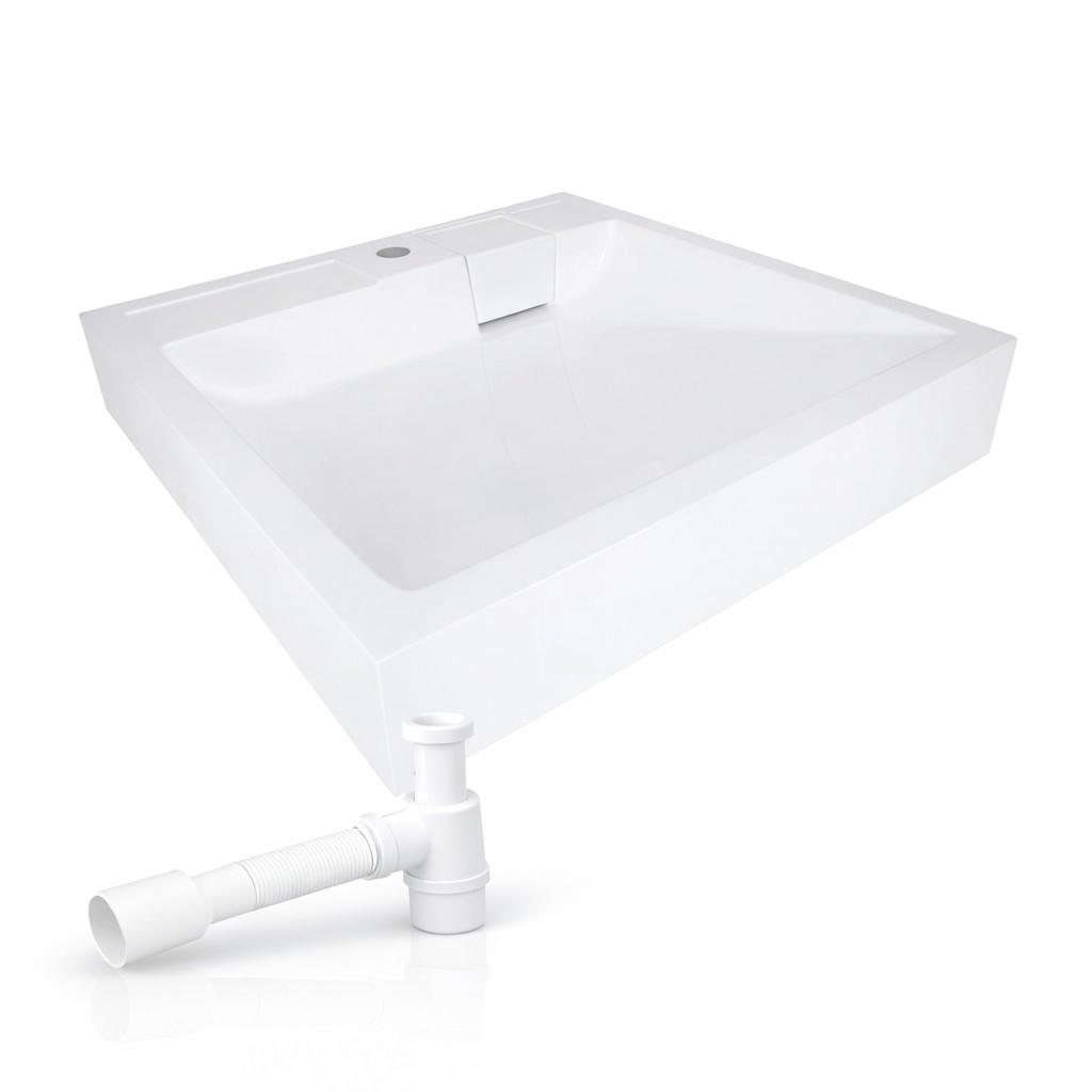 Раковина на пральну машину Qtap Arvin 595×595 White/сифон/квадратна умивальник над пралкою штучний камінь (48575)