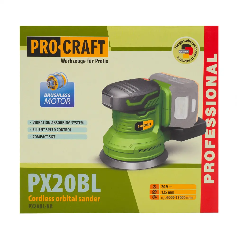 Шлифмашина эксцентриковая бесщеточная Аккумуляторная ProCraft PX20BL без аккумулятора и без зарядного устройств - фото 12 Шлифмашина эксцентриковая бесщеточная Аккумуляторная ProCraft PX20BL без аккумулятора и без зарядного устройств - фото 12